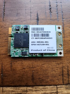 HP Broadcom 802.11a/b/g Wi-Fi Card - Model# BCM94311MCG - HP Part#416376-001