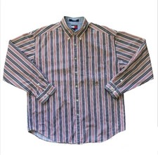 Tommy Hilfiger Men Dress Shirt Large Long Sleeve Logo Casual Church Career Work