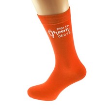 Personalised Orange GROOM Socks with Name and Date UK Size 5-12 - X6N884
