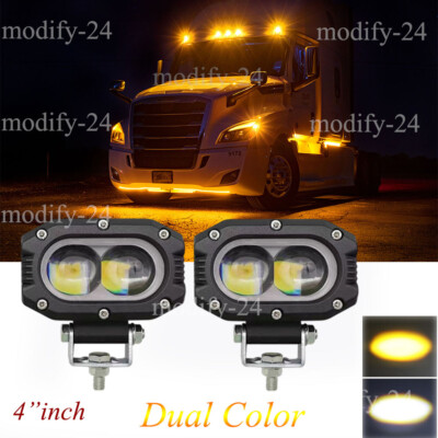 Pair 4'' inch LED Driving Light Spot Pods Fog Lamps Fit Peterbilt Mack Semi Truck