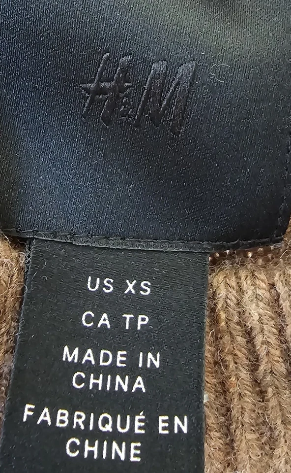 H&M Mujer Suéter Camisa Top Blusa Talla XS X Pequeña Negro Marrón Rayas Lana Foto 2 de 4