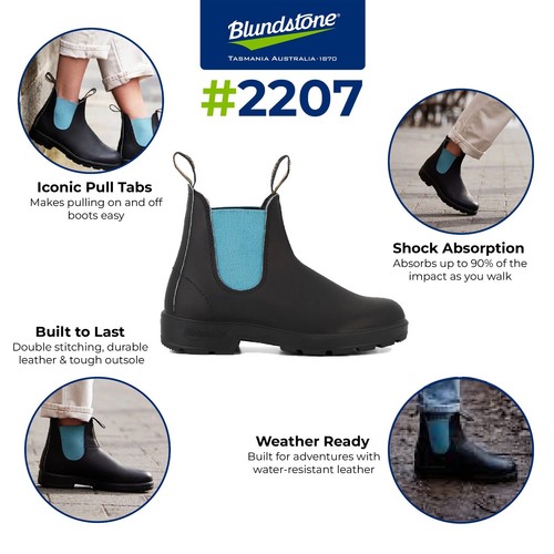 Blundstone 2207 Boots Unisex Classic Chelsea Black Leather Ankle Pull On Boot - Picture 2 of 8