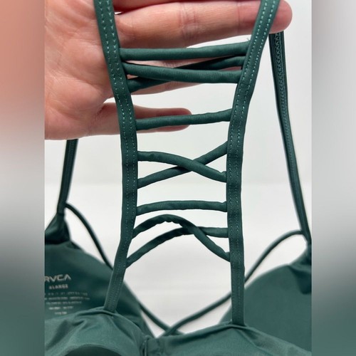 RVCA Women’s Solid Bralette Mallard Green Strappy Adjustable Bikini Top XLarge - Picture 5 of 7