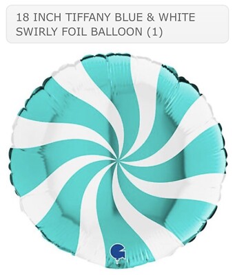 GRABO 18 ZOLL BLAU & WEISS WIRBELNDER FOLIENBALLON WEIHNACHTSDESIGN