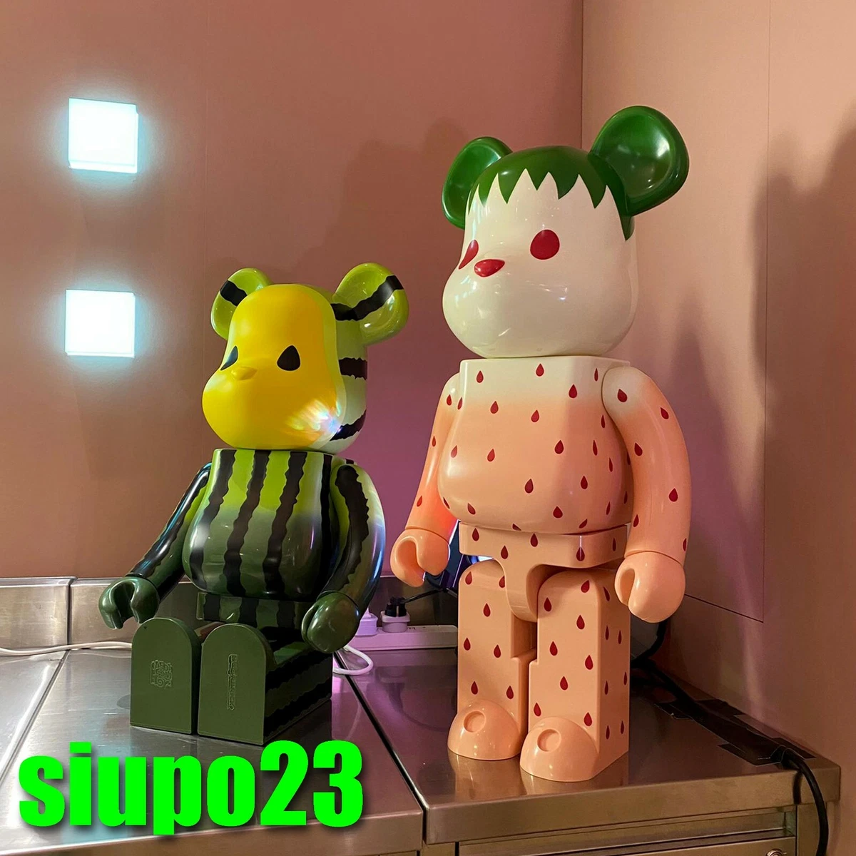 Medicom 1000% Bearbrick ~ CLOT Be@rbrick Snow Strawberry & Yellow Watermelon 2pc