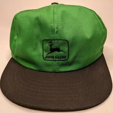 Green John Deere Tractor Hat Metal Flat Snapback Cap Victory Black Stitch F2