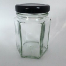 Hexagonal Jars Glass Jam Marmalade Honey 12oz approx 280ml with Lids
