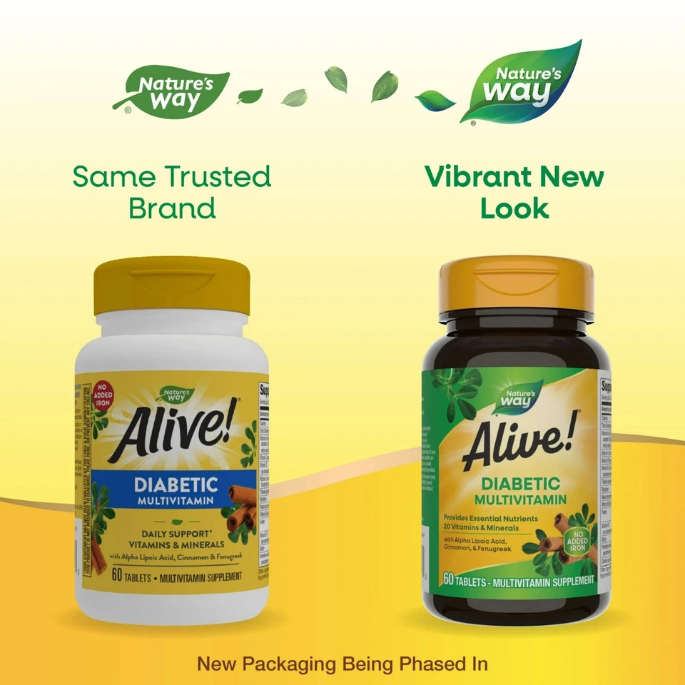 Nature’S Way Alive! Diabetic Multivitamin, Alpha Lipoic Acid, High Potency B-Vit - Image 2 of 4