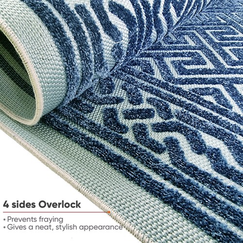 Navy Blue Rug ECO-Friendly Extra Large Medium Geometric Greek Woven Carpet Mat - Bild 13 von 23