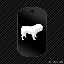 Bulldog Keychain GI dog tag engraved many colors  British English Dog