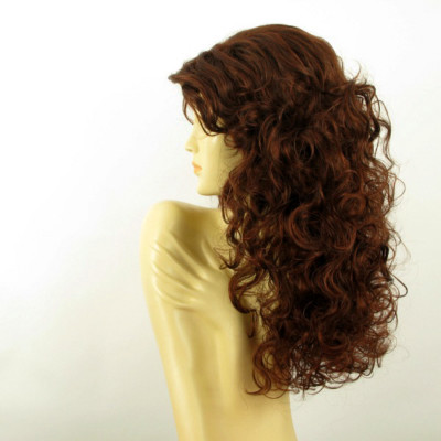 Perruque Longue Bouclée Châtain Cuivré Intense - Style Libre - Synthétique - Taille Moyenne
