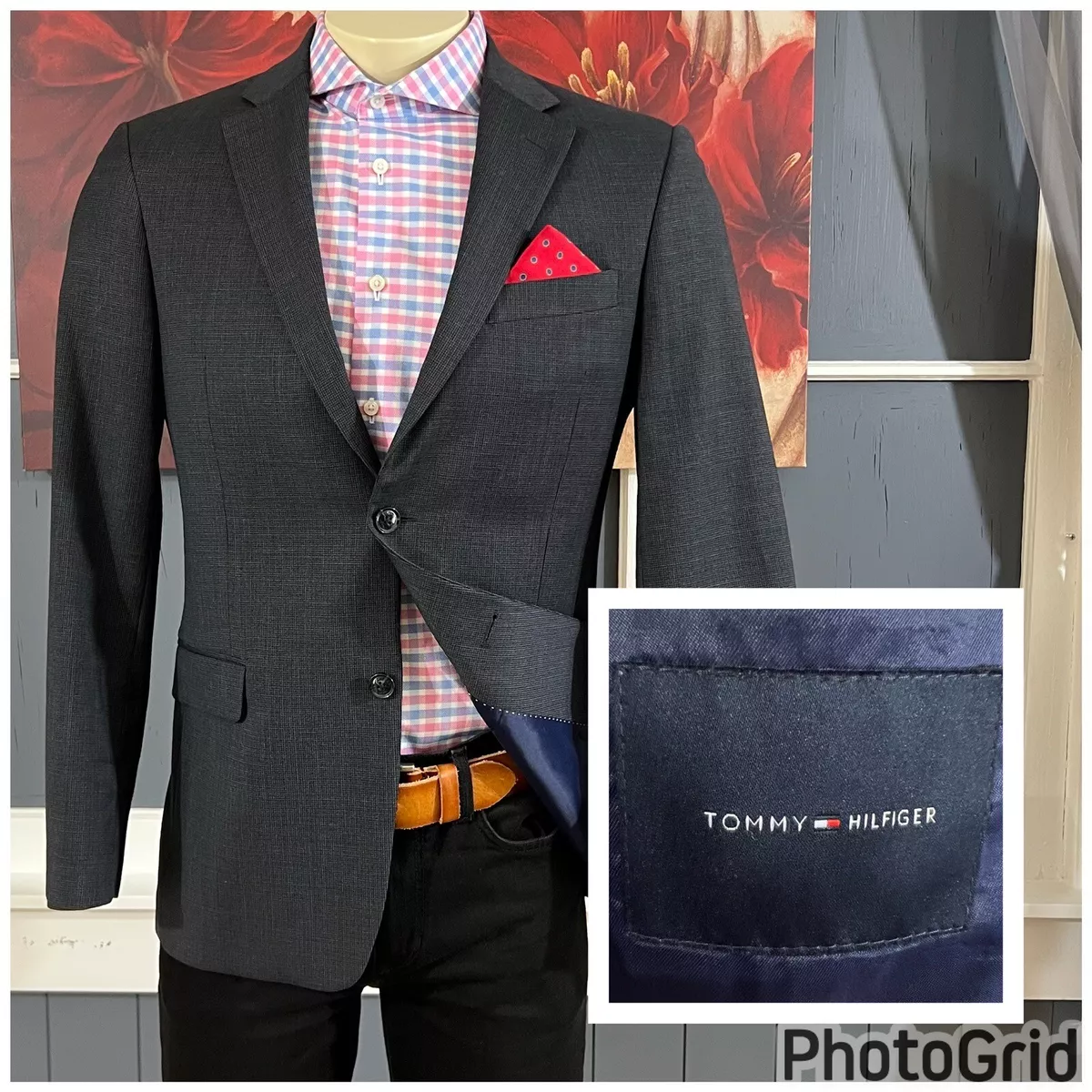 Tommy Hilfiger Blazer Mens 38R Wool Blend Stretch Suit Jacket
