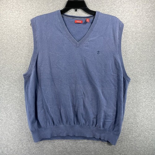 Izod Mens Sweater XXL Vest Blue Sleeveless Casual Comfort Preppy
