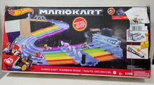 Hot Wheels Mario Kart Rainbow Road Raceway Track Set+ King Boo & Mario *NEW*