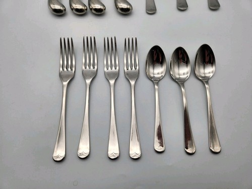 Lot Of 14 Sheffield Gentry English Tip 18/8 Stainless Steel Mixed Set Spoon Fork - Picture 2 of 6