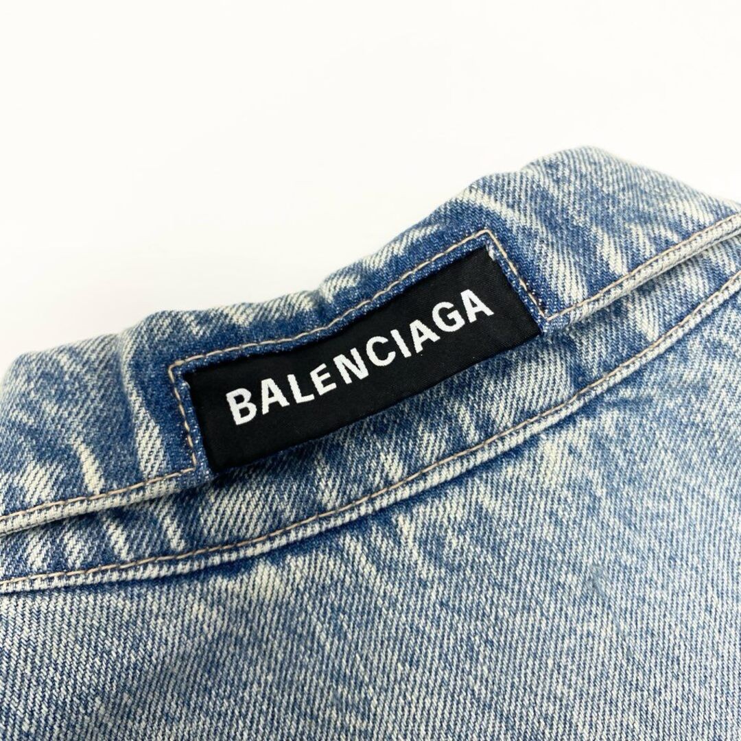 29a9 BALENCIAGA Denim Jacket G Jean Oversized Deformed Design Short Used AYAN-0 thumbnail 8