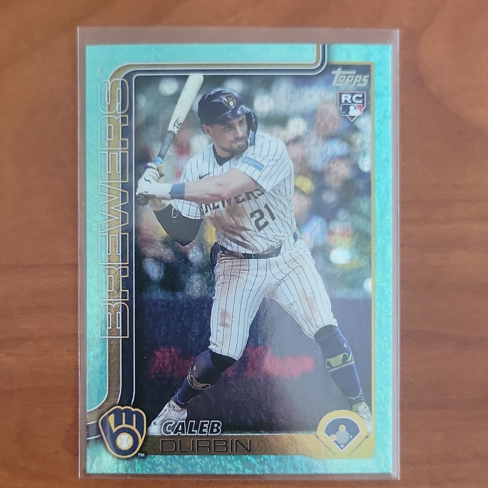 2025 Topps Update Series Caleb Durbin Aqua Rainbow Foil Rookie #US170 Brewers SP