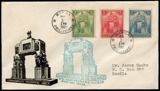 (JC619) PHILIPPINES 1939 TRIUMPHAL ARCH SET FIRST DAY COVER