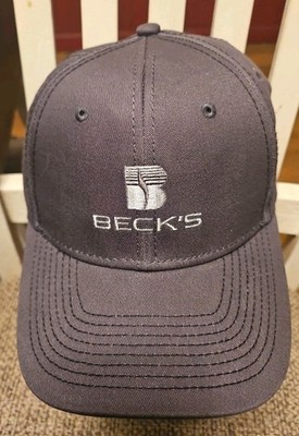 Beck's Hybrid Seed Hat Cap Farm Adjustable Grey & Black Snapback Mesh Back NWOT