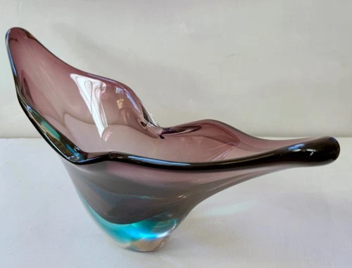 MURANO SOMMERSO LARGE Violet and Blue Glass Sculptural Vase 1965 XLNT condition