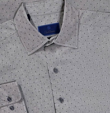 David Donahue Fusion Shirt Men M/L 16 Gray Geometric Button Up Long Sleeve