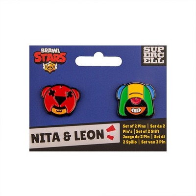 Brawl Stars Pin Set Supercell Nita Leon Enamel Badge Brooch Bag Hat Decor 2PC