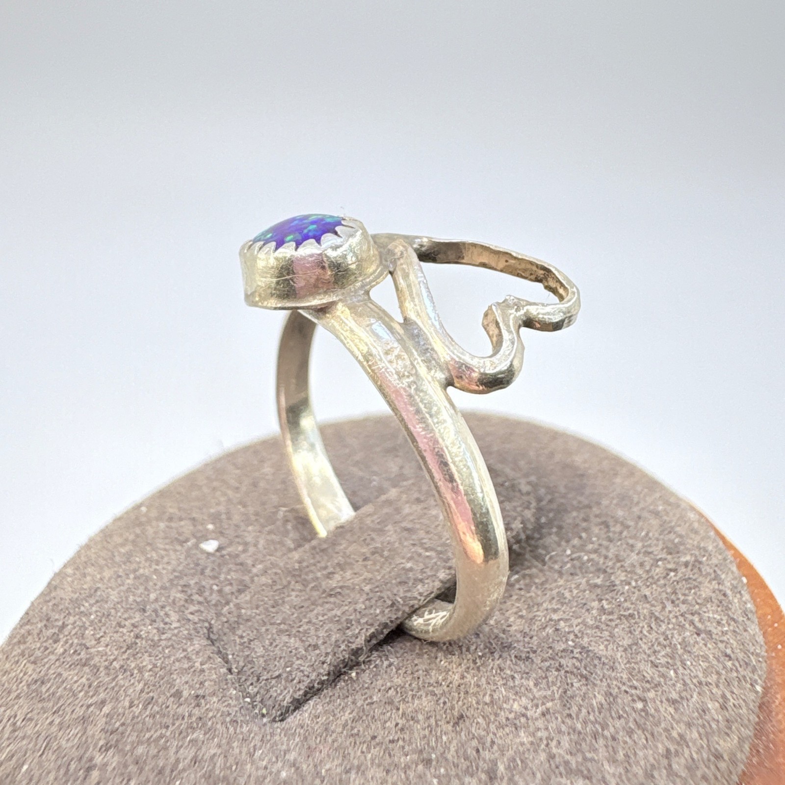 VTG Solid Sterling Silver 925 Opal Open Heart Sta… - image 4