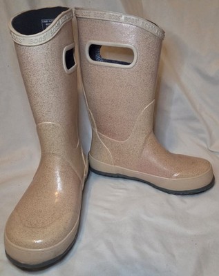 Bogs Rain Boots Girl's Size 1 Pink Glitter Rubber Waterproof 