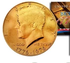 ONE - Bicentennial 1976-D, JFK Half Dollar US Coins 24K GOLD PLATED w/Capsule