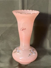 Murano Style Giufi Italy Pink Art Glass Inner Frosted Vase 6.25”x 2.75" Nice!