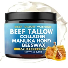 Natural Grass-Fed Beef Tallow Moisturizer – Collagen & Honey Hydration Cream