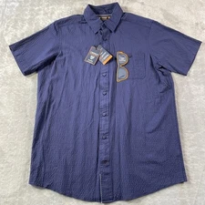 Cremieux Performance Shirt Men Large Tall Blue Seersucker Light Resort Vacation