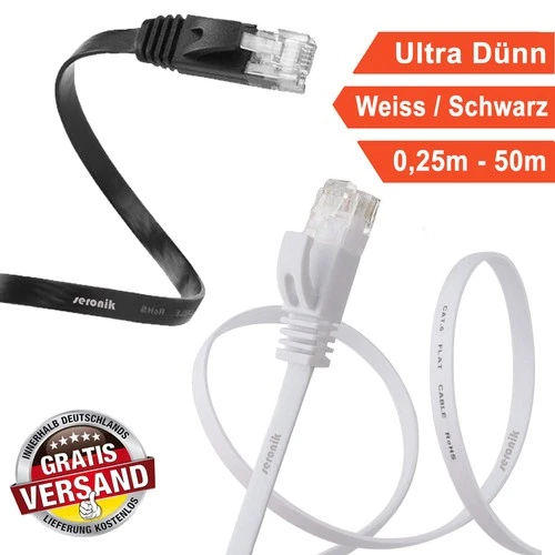 Lan Kabel Dünn Flachkabel Patchkabel Flach Netzwerkkabel Ethernet RJ45 0,25-50m