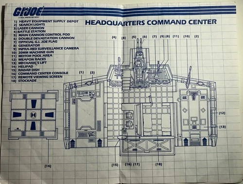 Vintage 1983 GI Joe ARAH Headquarters Command Center Blueprints Instructions