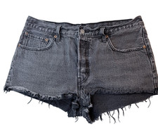 Vintage Levi s 501 Black Cut Off Shorts W32 High Rise Raw Hem Y2K Denim