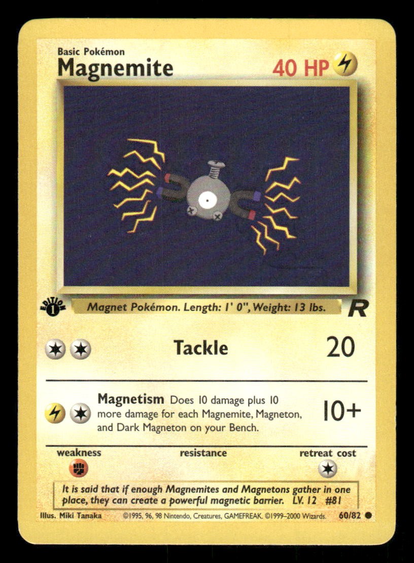 Magnemite 60/82 Common Team Rocket Pokemon 1st Edition Near Mint