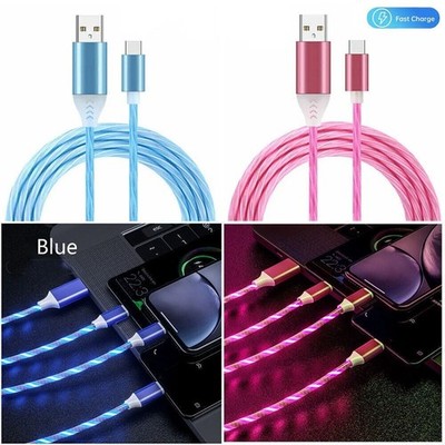 Light Up Flowing Led Type C Fast Charging Charger Cable Cord For Samsung S22 S23