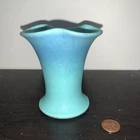 Van Briggle Art Planter Ruffle Vase Signed Pottery Ming Turquoise Flaws; CRAZING