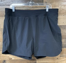 Lands' End Women's 5" Swim Board Shorts with Panty Black Size L 14-16 New