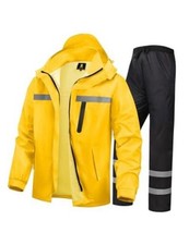 Men's Rain Suit High Visibility Reflective Work Rain Jacket Small Hi-vis Yellow