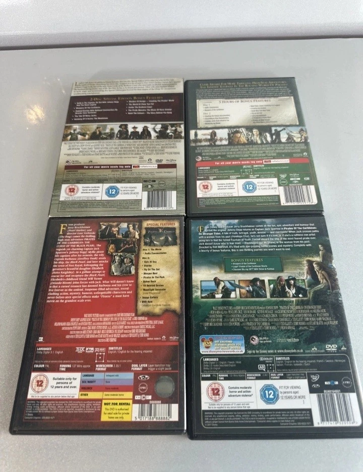 Pirates of the Caribbean 1-4 Complete DVD Bundle Set Disney - 7 Discs - Image 2 of 2