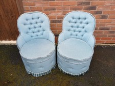 Pair Of Vintage Button Back Bedroom Chairs.