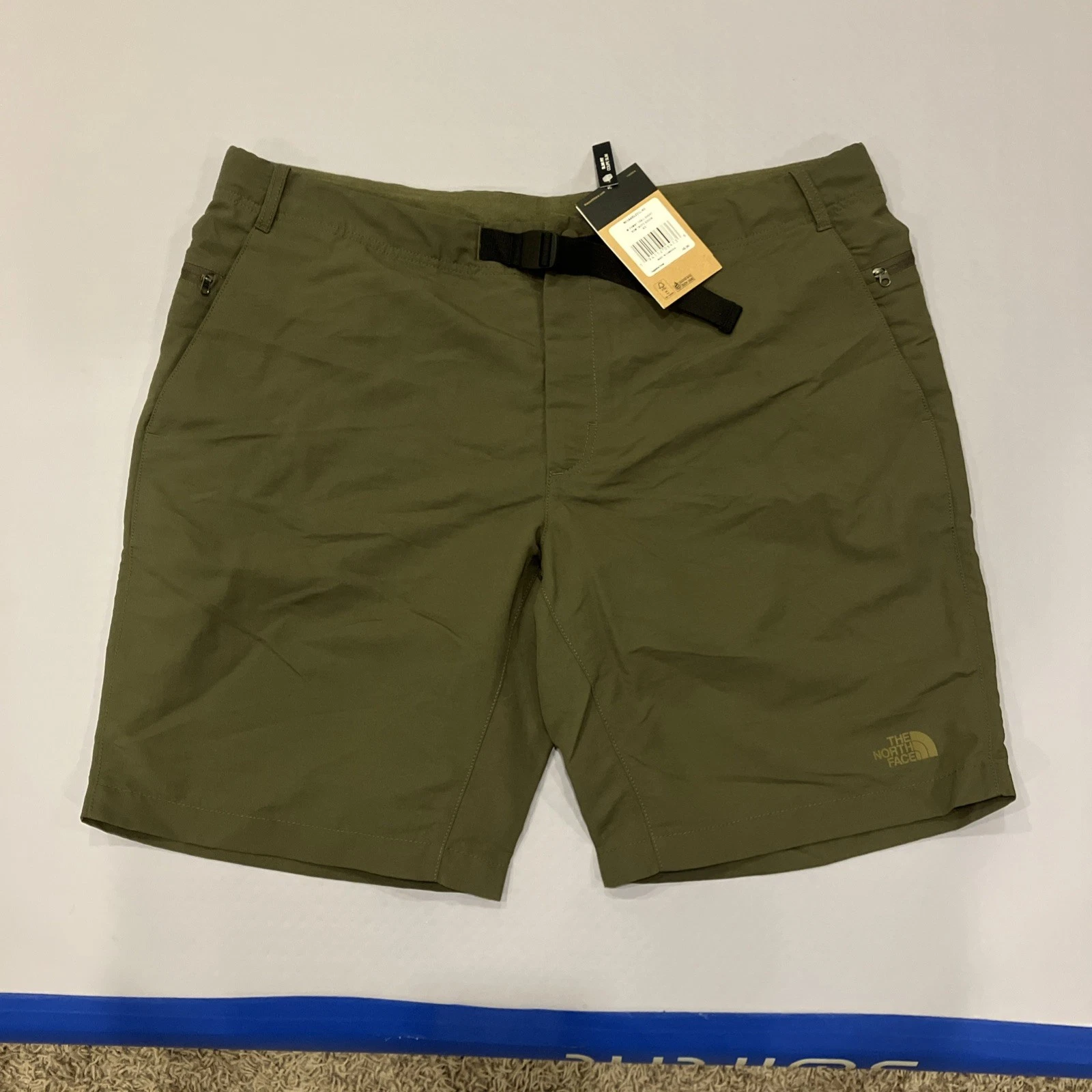 The North Face Paramount Shorts Hiking Trail Belted Taupe Green Mens Size 40