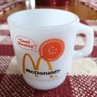 Vtg 1970's McDonald's White Milk Glass Coffee Cup Mug Anchor Hocking Fire King