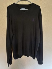 Vintage Polo Ralph Lauren Sweater XL Pima Cotton Black Long Sleeve V Neck BG30
