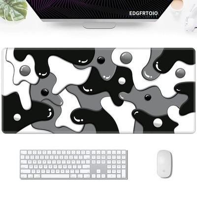 Gaming Mouse Pad, Grey Black White Big Desk Pad for Keyboard and Mouse, Exten...