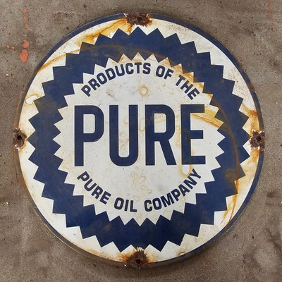 #ad #ad VINTAGE PURE PRODUCTS OLD US GASOLINE OIL GAS PUMP ENAMEL PORCELAIN SIGN $104.99