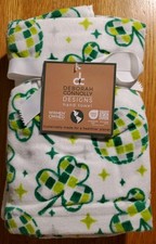Deborah Connolly St. Patrick's Day 2pk Hand Towels Checkered Irish Shamrocks    