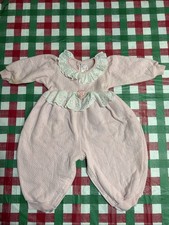Vintage Buster Brown floral Lace BUBBLE ROMPER Girls Pink Outfit 18 Months USA