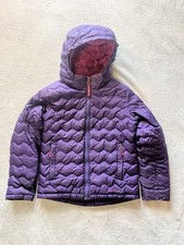 LL Bean Jacket Girls Small 8 Purple Water Repellent Down Downtek Removable Hood